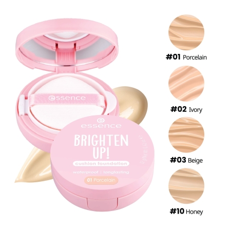Phấn nước nâng tone, giữ ẩm, kháng nước bền màu ESSENCE Brighten Up! cushion foundation 12g