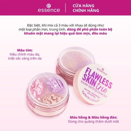 Phấn phủ bột 3 màu - essence FLAWLESS SKIN trio loose setting powder 10